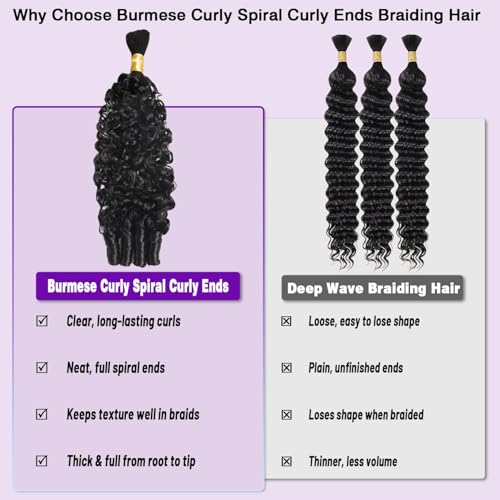 Omiliyah 18 Inch Water Wave Human Hair Bundles - Spiral Curly Ends, 120g, 2 Bundles, Natural Black