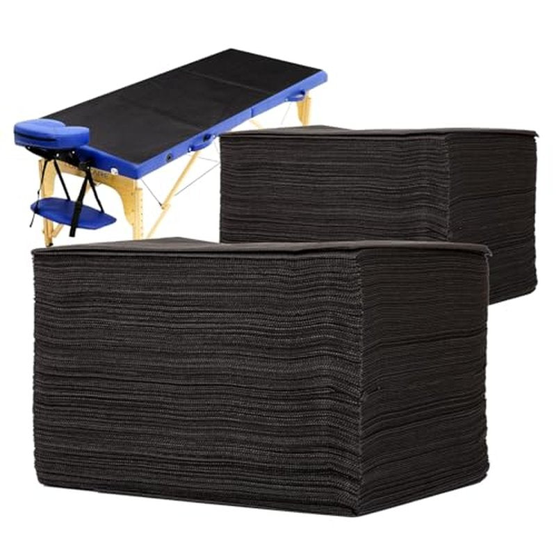 100PCS Disposable Bed Sheets, Black Disposable Massage Table Sheets, Disposable Bed Covers for SPA Lash Wax Tattoo Salon, Non Woven Fabric, 71" x 31" White