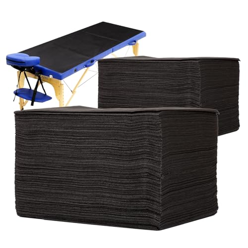 YEEOZOE Black Disposable Bed Sheets 100pcs for Massage, Spa & Salon