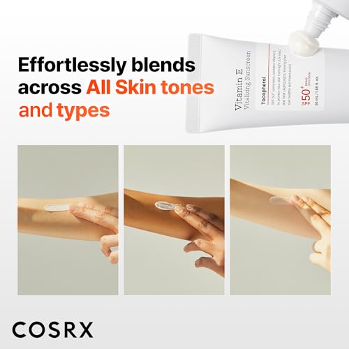 COSRX Vitamin E Sunscreen 2 Pack, SPF 50 Face Sun Protection, Natural Glow