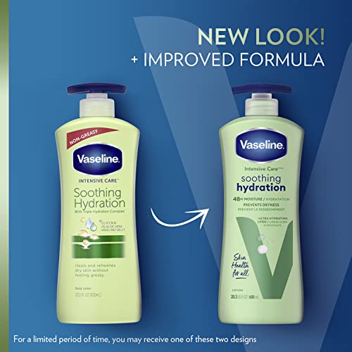 Vaseline Intensive Care Body Lotion for Dry Skin Soothing Hydration Lotion Made & Intensive Care Body Lotion for Dry Skin Cocoa Radiant Lotion Made with Ultra-Hydrating Lipids and Pure Cocoa Butter