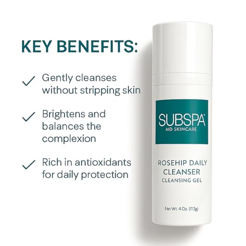 MD Rosehip Daily Face Cleanser ? Doctor Developed - Hydrating Gel Wash with Seaweed, Neem & Rosehip Seed Oil ? Vitamin A Rich, Anti-Aging, Soothing & Deep Cleansing ? For All Skin Types ? 4oz