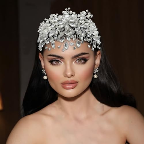 Silver Rhinestone Bridal Headband for Weddings - Aoityis