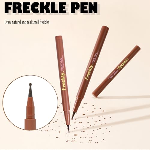 2PCS Freckle Pen, Soft Dot Faux Freckle Stamp for Natural Lifelike Sun-kissed Makeup, Waterproof & Long Lasting Quick Dry Magic Fake Freckles Stain Marker (01 Light & 02 Medium)