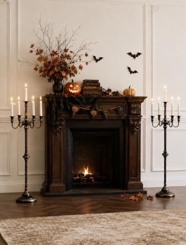 Sziqiqi Black 35in Tall 5-Arm Floor Candelabra - Gothic Decor, Set of 2