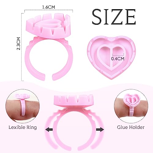 1000 Pcs Heart-Shaped Eyelash Extension Glue Rings - Disposable Makeup Tool