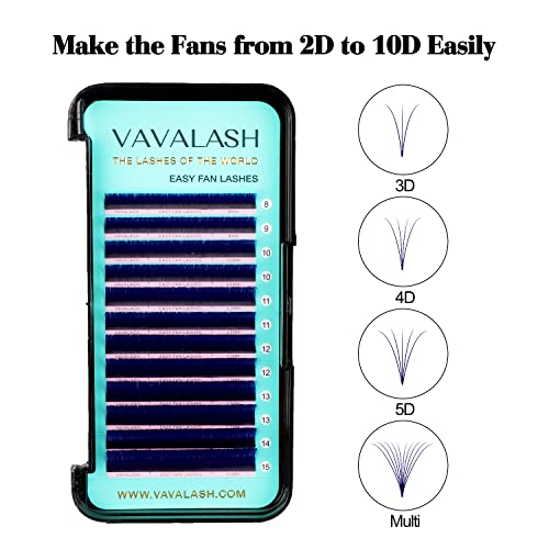 VAVALASH Colored Easy Fan Eyelash Extensions 0.07 C Curl 8-15mm Mixed Tray Blue Self Fanning Lashes 2D-10D Colorful Volume lash extensions£¨Blue,0.07-C-8-15 Mix£©