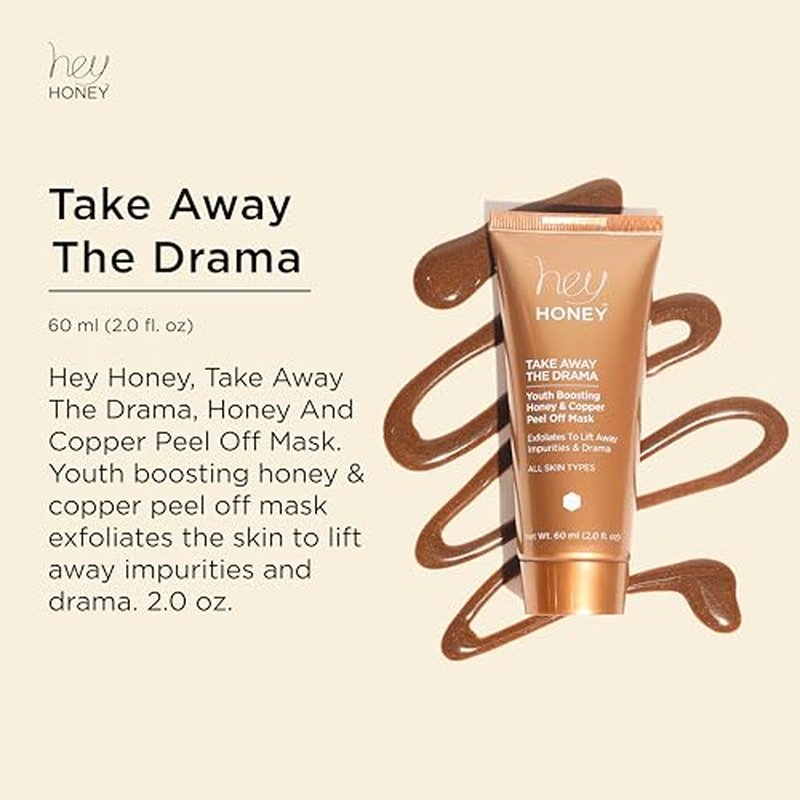 Hey Honey Skincare Copper Peel Off Face Mask with Honey, Propolis & Aloe | Hydrating & Exfoliating Facial Mask for Glowing Skin, Pore Cleansing & Anti-Aging Facial for Dull, Tired Skin 2.2 oz.