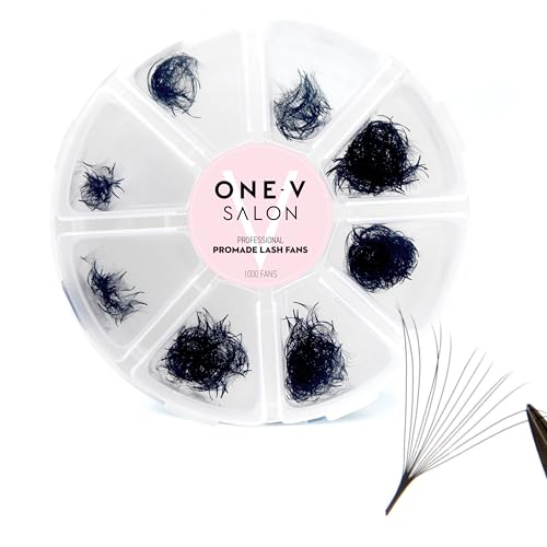 One V Salon Pro 14D Promade Loose Fans, 1000 Premade Extreme Mega Volume Lash Fans | D Curl | 0.05 mm | 8?15 mm Mixed Lengths | Thin Base, Hand-Crafted Eyelash Extensions(14D-0.05-D-Curl)