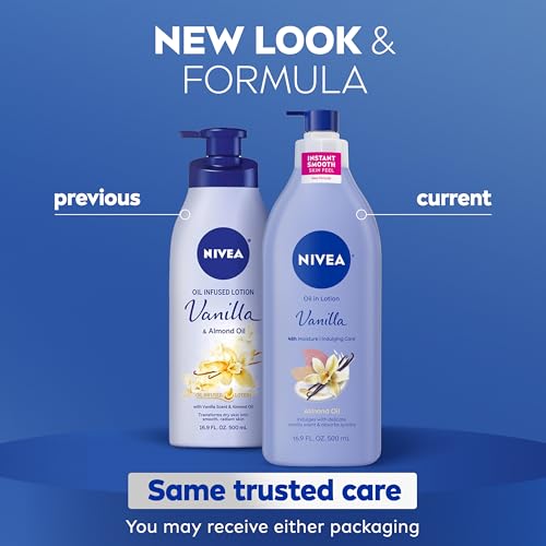 NIVEA Oil in Lotion Body Lotion - Vanilla & Almond Oil, 16.9 fl oz x 3 Pack