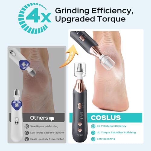 COSLUS C43 Professional Pedicure Kit Black - Electric Nail File & Grinder for Manicure & Foot Care