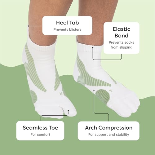 ZenToes Large Sage & White Padded Bunion Relief Socks - Big Toe Separator & Protector, Moisture Wicking - 1 Pair