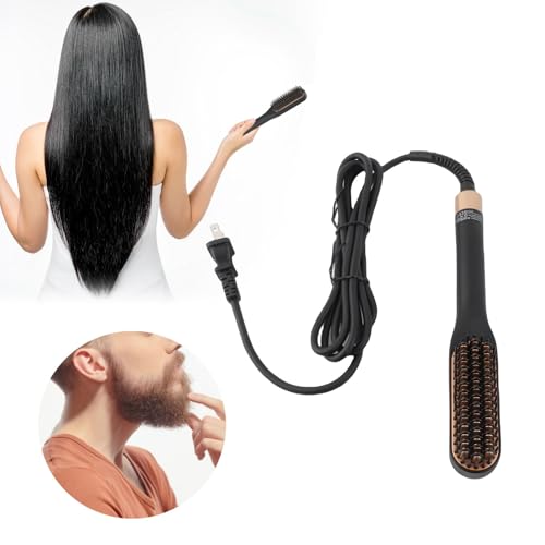 Electric Beard Straightening Comb Multifunctional Beard Straightener Brush Men Hair Styling Tool (US Plug)