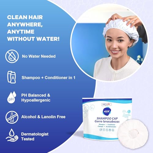 MedVance Rinse-Free Shampoo & Conditioner Shower Cap 6 Pack - Dry Hair Wash