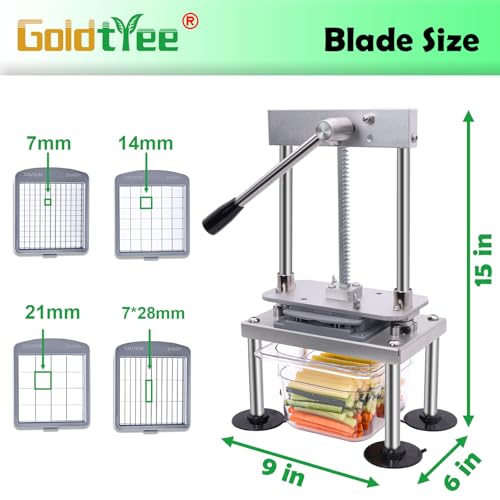 French Fry Cutter for Potatoes, Onions, Vegetables - Food Chopper with Stainless Steel Blades