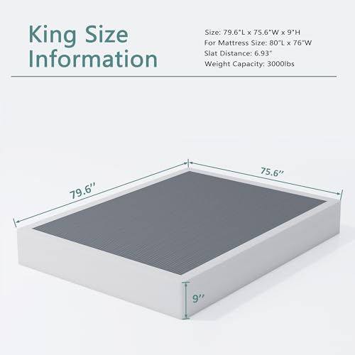 XINXINYAN King Size 9 Inch Heavy Duty Box Spring Support Bed Frame or Floor