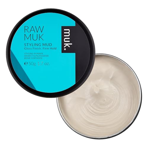 MUK Haircare Raw Firm Hold Styling Mud with High Gloss Finish, 1.7oz