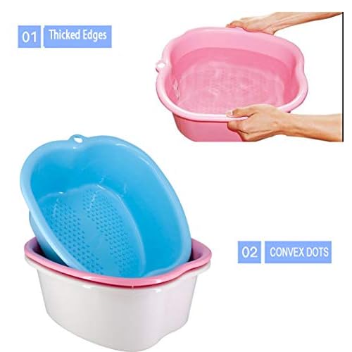 Large Plastic Foot Basin Bath Spa Tub Feet Massage for Soaking Foot,Toe Nails, and Ankles,Pedicure,Improved Sturdy Portable Feet Tub Pink