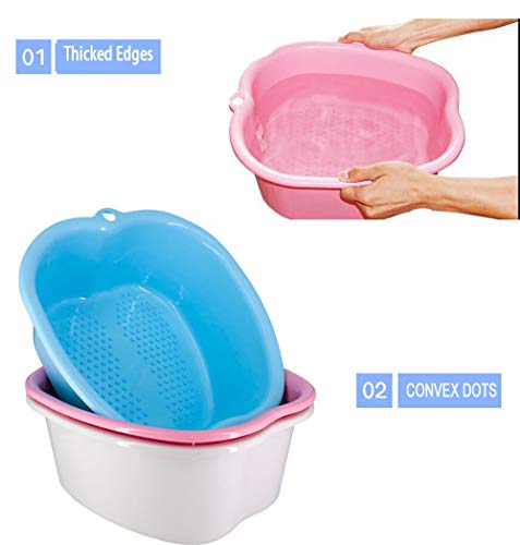 Pink Plastic Foot Basin Bath Spa Tub with Convex Dots for Pedicure and Foot Massage