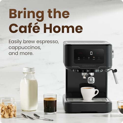 Espresso Machine with 15-Bar Pump & Steam Wand – Compact Coffee Maker for Lattes & Cappuccinos