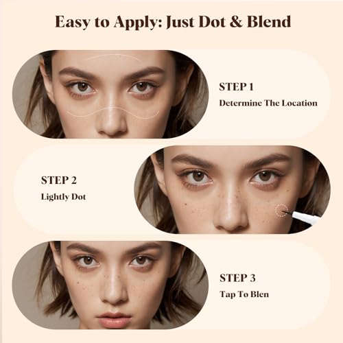 Freckle Pen 4 PCS Set ? 4 Colors (Light Brown, Natural Coffee, Chestnut, Dark Brown) for Natural Looking Fake Freckles ? Waterproof, Long Lasting Faux Freckles Makeup Tool