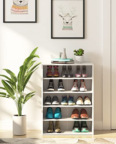 White 5-Tier Shoe Rack Organizer with Movable Shelf for Entryway