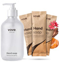 Vove Hand Soap Starter Set - Light Frosted Glass Pump Bottle & 3 Refill Sachets