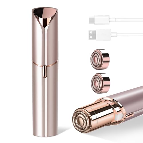Facial Hair Removal for Women, Portable Painless Hair Remover Device, Rechargeable, with 2 Replacement Heads, for Face, Upper Lip and Chin