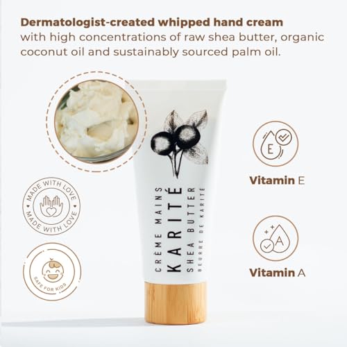 Karit? Shea Butter Hand Cream - Raw Organic Shea Butter for Dry Cracked Hands - Intense Moisturizing Hand Lotion with Jojoba & Rosehip Oil - Hypoallergenic & Dermatologist Approved