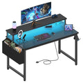 Lufeiya 39.4-Inch Gaming Desk with RGB LED Lights & Power Outlets, Monitor Stand, Black