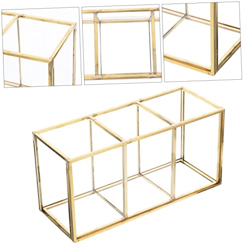 Box Cosmetic Storage Box Large Cosmetic Display Case Brush Organizer Glass Makeup Organizer Storage Cubes with Lid Brush Desktop Alloy Office Jewelry