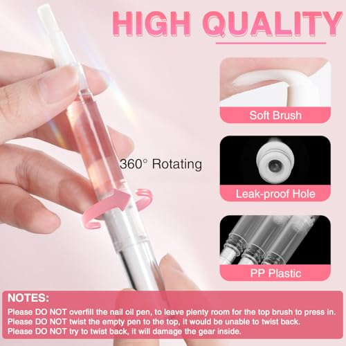 50Pcs Empty Nail Oil Pens with Labels - Portable Cuticle Oil Applicators for Nail Growth