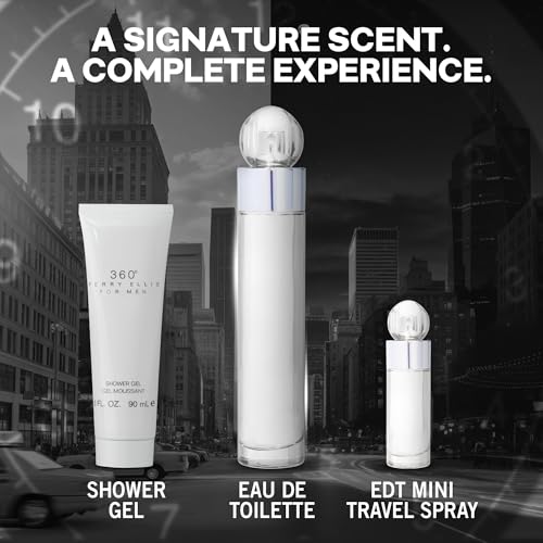 Perry Ellis 360° White Men’s Gift Set with Eau De Toilette Spray 13.9 Fl Oz - Variation 2/3-Pack