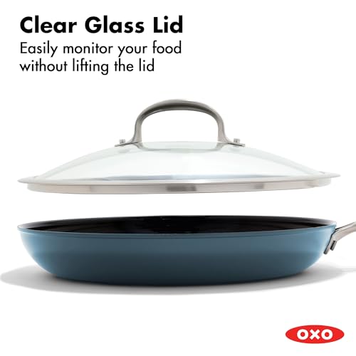 12-Inch Nonstick Frying Pan Skillet with Lid Storm Blue - Durable Ceramic, Hard Anodized, Scratch-Resistant