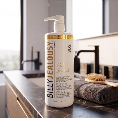 Billy Jealousy Gold Standard 4-in-1 All Over Wash - 33.8 Fl Oz - Hand, Body, Face & Hair Cleansing for Sensitive Skin