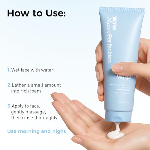 WNP Centella & 4D Hyaluronic Acid Ultra-Hydrating Gentle Face Cleanser with 50% Amino Acid, Ceramide & Centella Asiatica. Gentle Daily Facial Wash for Dry & Sensitive Skin. Vegan SkinCare