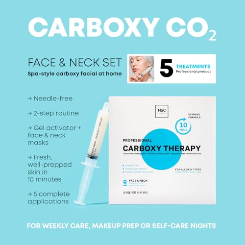 Carboxy CO2 Therapy Face & Neck Mask Set of 5 - Hydrating, Anti-Aging & Pore Tightening