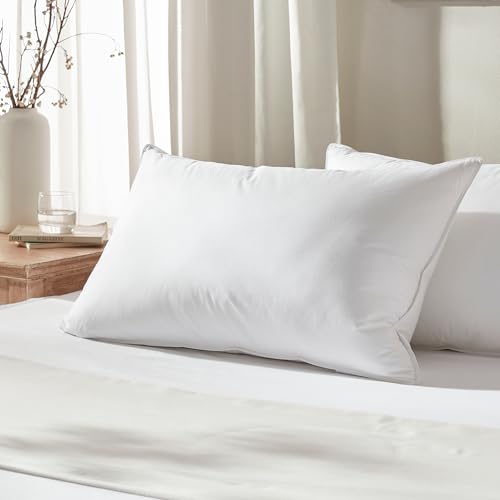 Globon Standard Size Feather Down Pillow – Medium Firm Hotel-Quality Support