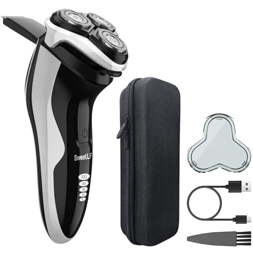 Waterproof Men¡¯s Electric Shaver with Travel Case, Powerful & Quiet, Type C Fast Charge (60min Charge, 120min Use), Precision Trimmer (Black)