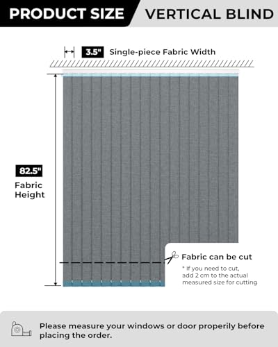 Room Darkening Grey Vertical Blind Replacement Slats 3.5" W x 82.5" H - 34 Pack, UNISHADES