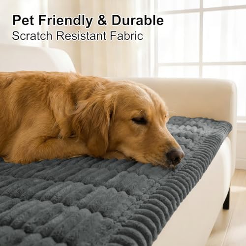 Smiry Dark Grey 27.6 x 82.7 Inch Couch Cover for Dogs – Washable Non-Slip Sofa Protector