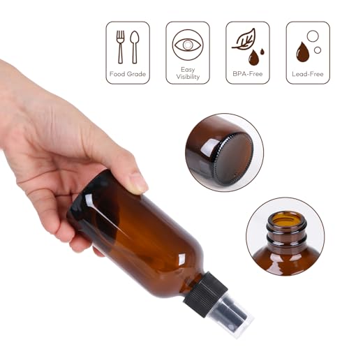 EkkoVla 24 Pack 4 oz Amber Spray Bottles with Fine Mist Sprayer, 120 ml Glass Travel Bottles for Cosmetic Essential Oils Cleaning Solutions Perfumes and Liquids