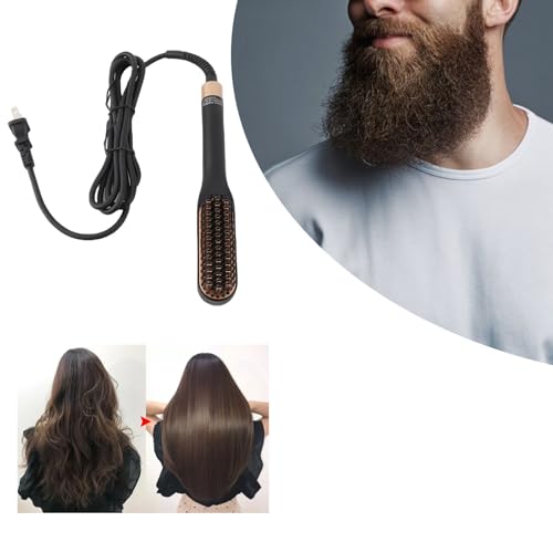 Beard Straightener, Heated Hair Straightening Brush with 3 Adjustable