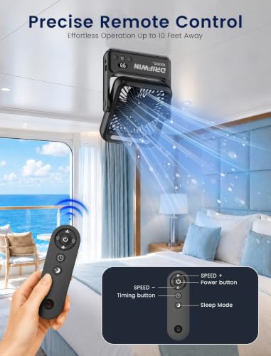 DRIFWIN Cruise Approved Portable Magnetic Fan with Night Light, 10000mAh Travel Fan