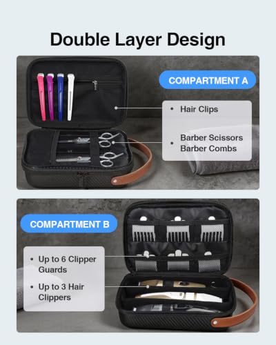 Luxtude Hair Clipper Case Hard Travel Organizer - Black / Medium