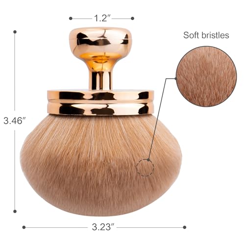 Self Tanner Brushes- Extra Large Body Makeup Brush & Back Lotion Applicator, 2 Pcs, Body, Leg and Face Kabuki Brush, Back Applicator for Self Tan, Sunscreen, Lotion, Makeup, Blend & Blur (Rose Gold)