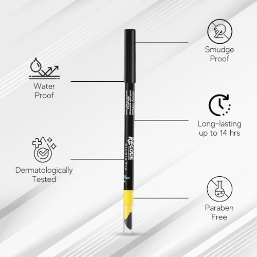 Waterproof Gel Eyeliner Pencil with Smudger - Long-lasting Black 1.2g