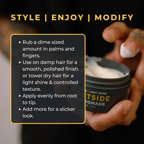 BRIGHTSIDE Water-Based Pomade for Men - Light Hold Shine Paste, 2.5oz