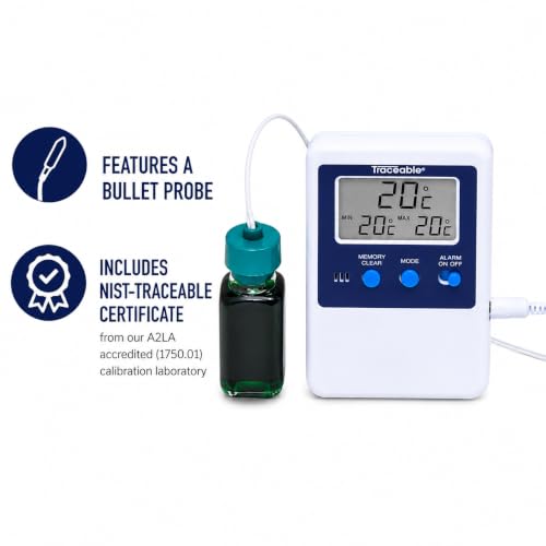 Traceable Bottle Probe Digital Thermometer with Calibration & NIST Certificate