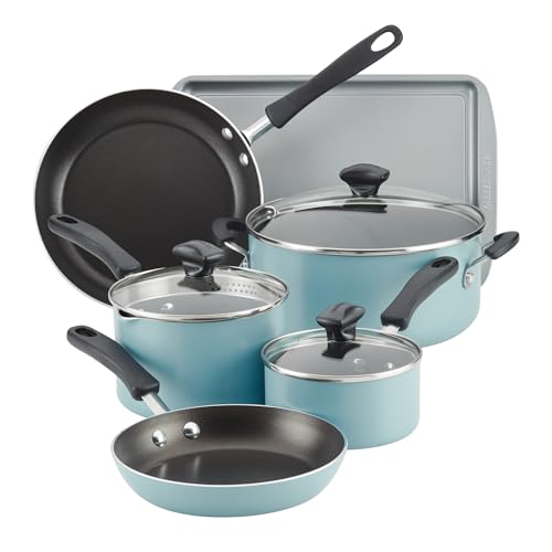Farberware Cookstart Aluminum DiamondMax Nonstick Cookware Set - Aqua, 15-Piece